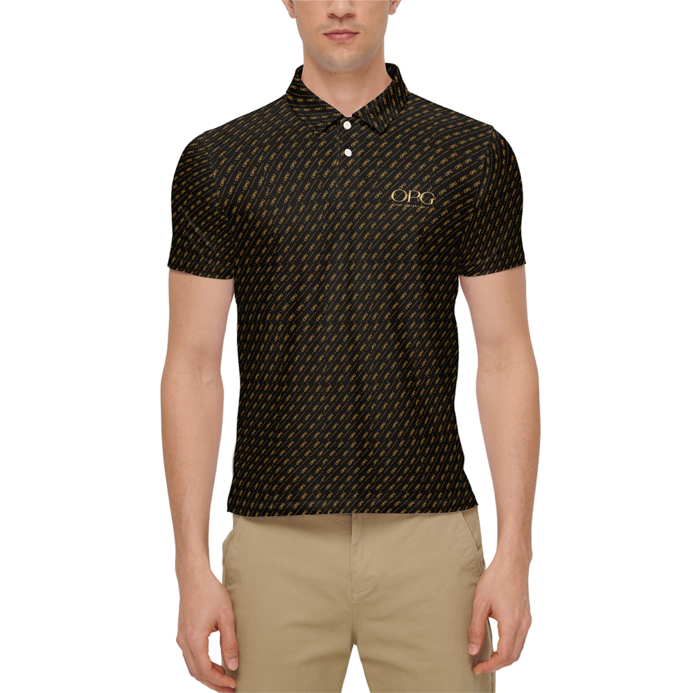 OPG - Pattern Polo  B/G - Men's Slim Fit Short-Sleeve Polo Shirt-Heavyweight 225g