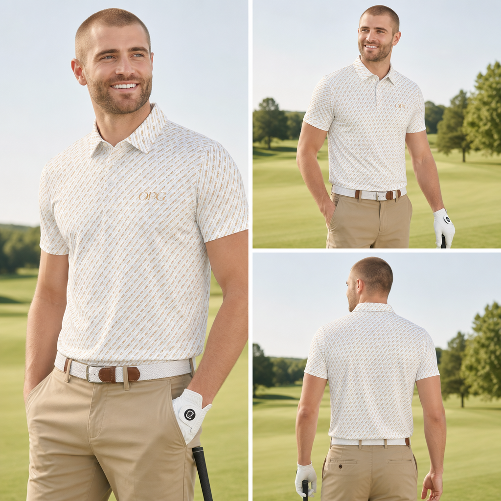 OPG - Pattern Polo  W/G - Men's Slim Fit Short-Sleeve Polo Shirt-Heavyweight 225g